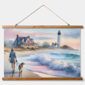 Tapisserie Suspendue Coastal Walk to Lighthouse at Sunset (Devant)