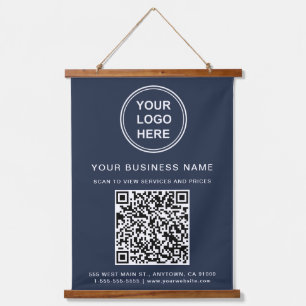 Tapisserie Suspendue Code QR du logo de l'entreprise Bleu