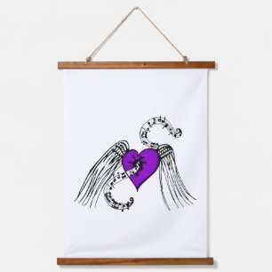 Tapisserie Suspendue Coeur Musique violet