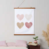 Tapisserie Suspendue Coeurs d'aquarelle neutres (Chambre à coucher)