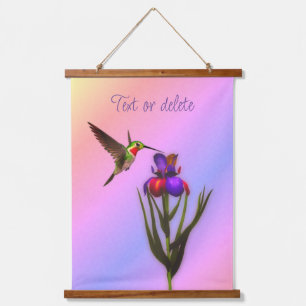 Tapisserie Suspendue Colibri Et Fleur Iris Personnalisés