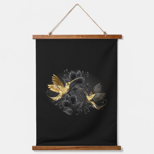 Tapisserie Suspendue Colibri noir et or (Recto)