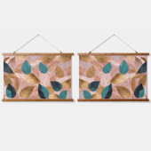 Tapisserie Suspendue Collection moderne de Feuilles Boho en or rose vif (Double)