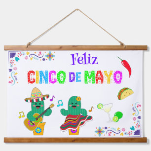 Tapisserie Suspendue Colorful Festive Cinco de Mayo 2025 Dancing Cactus