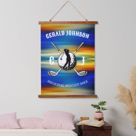 Tapisserie Suspendue Conception élégante de monogramme de golf personna (Chambre à coucher)