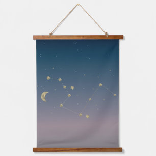 Tapisserie Suspendue Constellation Ombré Art Bleu et Or