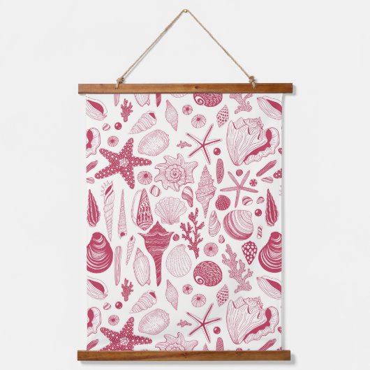 Tapisserie Suspendue Coquillages à Viva Magenta - Couleur de l'année 20 (Recto)