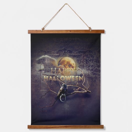 Tapisserie Suspendue Corbeau gothique éffrayant En Pleine lune Hallowee (Recto)