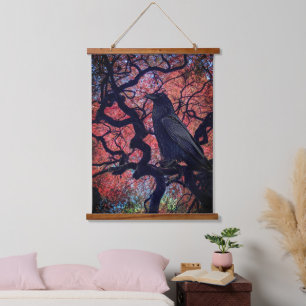 Tapisserie Suspendue Corbeau noir et érable japonais noueux