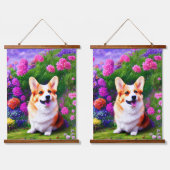 Tapisserie Suspendue Corgi et fleurs (Double)