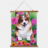 Tapisserie Suspendue Corgi floral pittoresque (Recto)