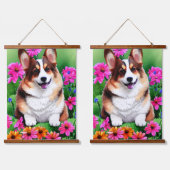 Tapisserie Suspendue Corgi floral pittoresque (Double)