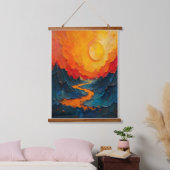 Tapisserie Suspendue Cosmic Drift — Abstract Gold & Teal Canvas Art (Chambre à coucher)