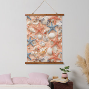 Tapisserie Suspendue Côtière rustique - Coquillages, Poissons étoilés,