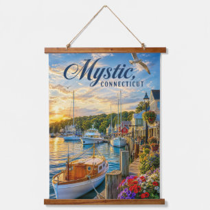 Tapisserie Suspendue Coucher de soleil dans le port de Mystic, Connecti