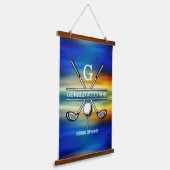 Tapisserie Suspendue Coucher de soleil Elegant Golf Monogramme Design (Angulaire)