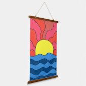 Tapisserie Suspendue Coucher de soleil et vagues (Angulaire)