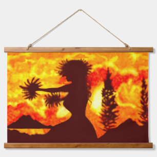 Tapisserie Suspendue Coucher de soleil hawaïen Hula Palms