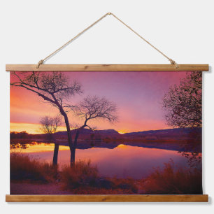 Tapisserie Suspendue Coucher de soleil sur le lac