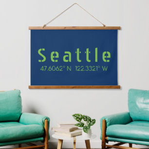 Tapisserie Suspendue Couleurs de l'équipe Seattle Longitude Latitude