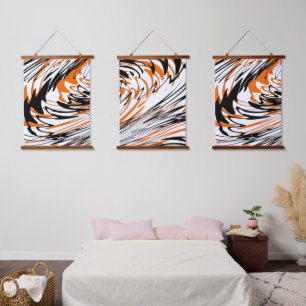 Tapisserie Suspendue Couleurs du Bengale Orange et lignes noires