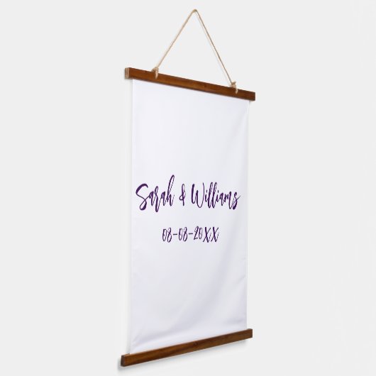 Tapisserie Suspendue couple de mariages. Nom date violet simple mo mini (Angulaire)