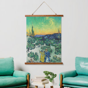 Tapisserie Suspendue Couple romantique de Van Gogh se promenant sous la