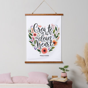 Tapisserie Suspendue Crée en moi un cœur pur floral