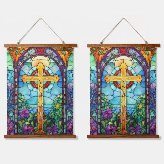 Tapisserie Suspendue Croix en verre tendu