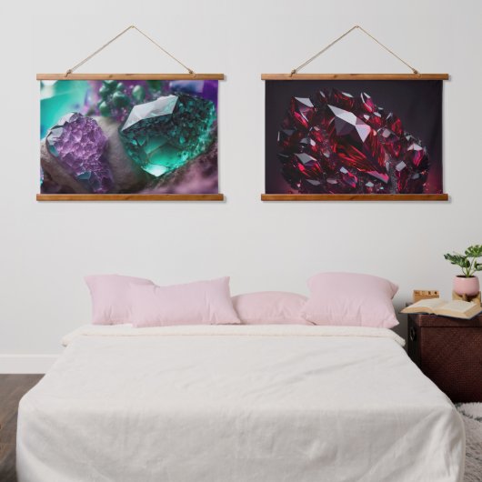 Tapisserie Suspendue Crystals Ruby Amethyst Gemstones (Chambre à coucher)