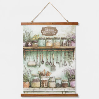 Tapisserie Suspendue Cuisine Vintage à l'aquarelle