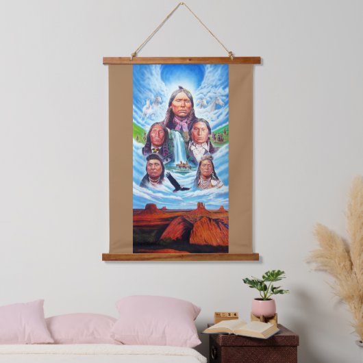 Tapisserie Suspendue Custom Ajouter Texte Native Americans Indian Peint (Chambre à coucher)