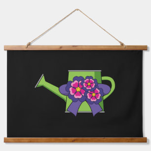 Tapisserie Suspendue Cute arrosage canne avec Bouquet de fleurs