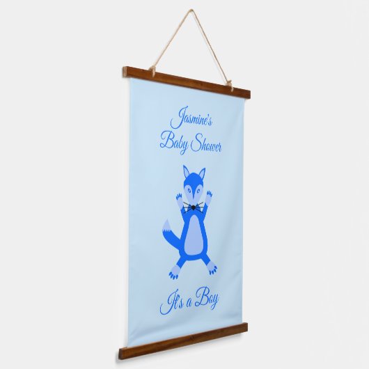 Tapisserie Suspendue Cute Blue Baby Boy Fox Baby shower personnalisé (Angulaire)