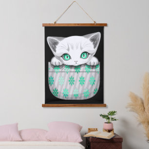 Tapisserie Suspendue Cute de chat et pointe joueuse à partir d'une poch