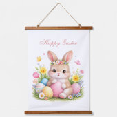 Tapisserie Suspendue Cute Easter Bunny Rabbit Pink Blush Peony (Recto)