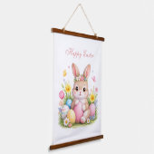 Tapisserie Suspendue Cute Easter Bunny Rabbit Pink Blush Peony (Angulaire)