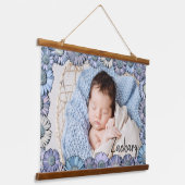 Tapisserie Suspendue Cute Pastel Blue Daisy Baby Boy Nom Photo Nursery (Angulaire)