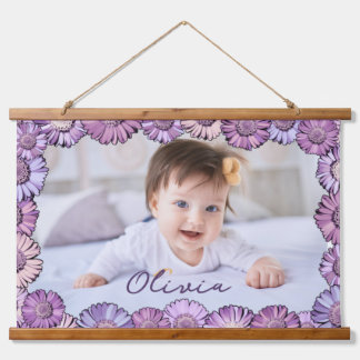 Tapisserie Suspendue Cute Pastel Purple Daisy Nom Photo Grandchildren