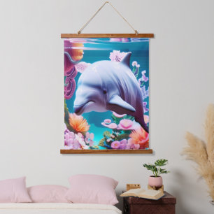 Tapisserie Suspendue Dauphin Coloré dans un Océan Floral - Amoureux de
