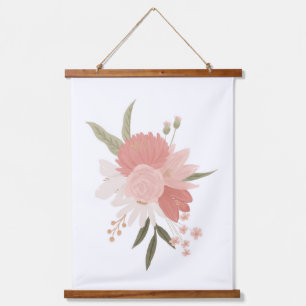 Tapisserie Suspendue Décor rose et or Floral verdure Girl Nursery