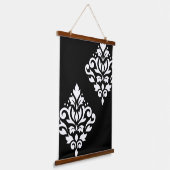 Tapisserie Suspendue Défiler Damas Art I Blanc sur noir (Angulaire)