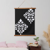 Tapisserie Suspendue Défiler Damas Art I Blanc sur noir (Chambre à coucher)