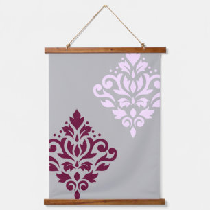 Tapisserie Suspendue Défiler Damask Art I Plum rose Grey