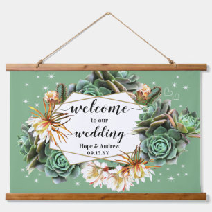 Tapisserie Suspendue Desert Cactus Succulent Gold Welcome Wall