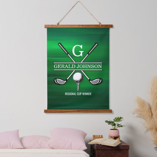 Tapisserie Suspendue Design élégant de Monogramme de Golf Customisé (Chambre à coucher)
