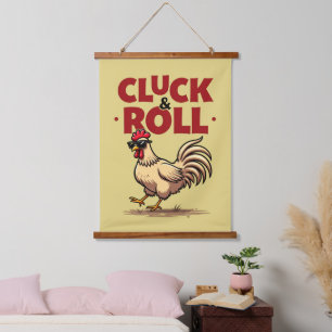 Tapisserie Suspendue Dessin animé de coq cool "Cluck & Roll" drôle