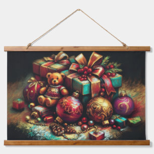 Tapisserie Suspendue Dessin de calque de Noël Ours Cadeau Bonbons Ornem