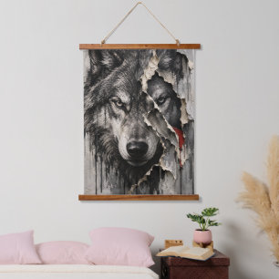 Tapisserie Suspendue Deux Faces du Même Loup
