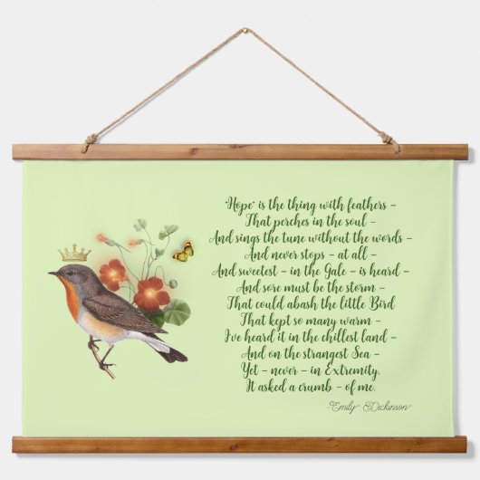 Tapisserie Suspendue Dickinson Hope Poem & Crown Bird (Devant)